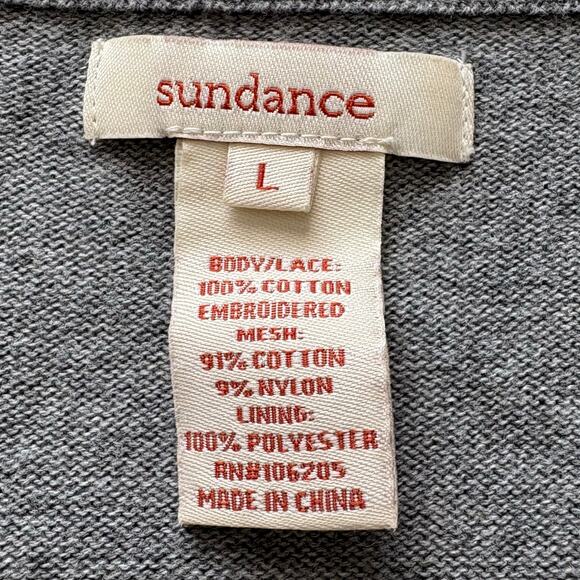 Sundance Gray Lace Overlay Dress Size Large Boho Feminine Cotton Casual Comfort - Picture 4 of 7